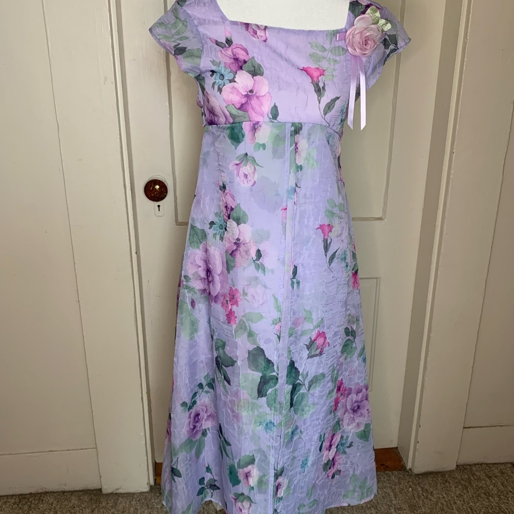 Floral Lavender Dress with Pink Accents girls size 12